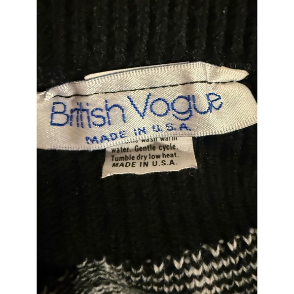 British Vogue Vintage Houndstooth Knit Pencil Skirt Black White Wool Blend USA - Picture 5 of 7